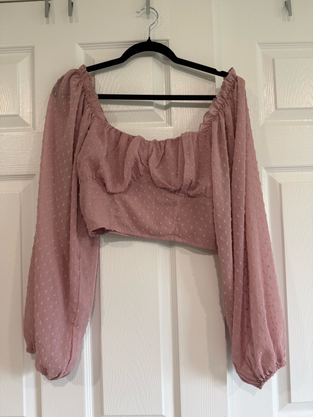 SHEIN Mauve Puff-Sleeve Crop Top